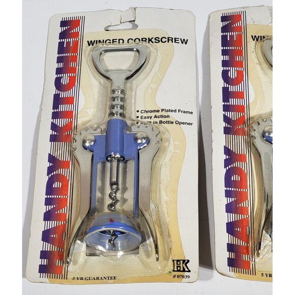 2 Commercial Grade Handy Kitchen Winged Corkscrew Bottle Opener Home Dining Wine - Picture 3 of 8